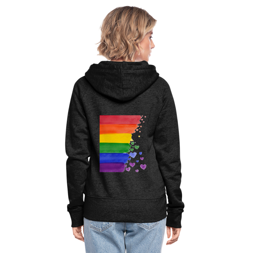 Frauen Premium Kapuzenjacke - LGBT Streifen - Anthrazit