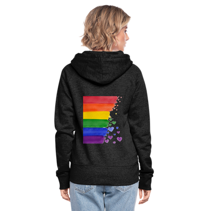 Frauen Premium Kapuzenjacke - LGBT Streifen - Anthrazit