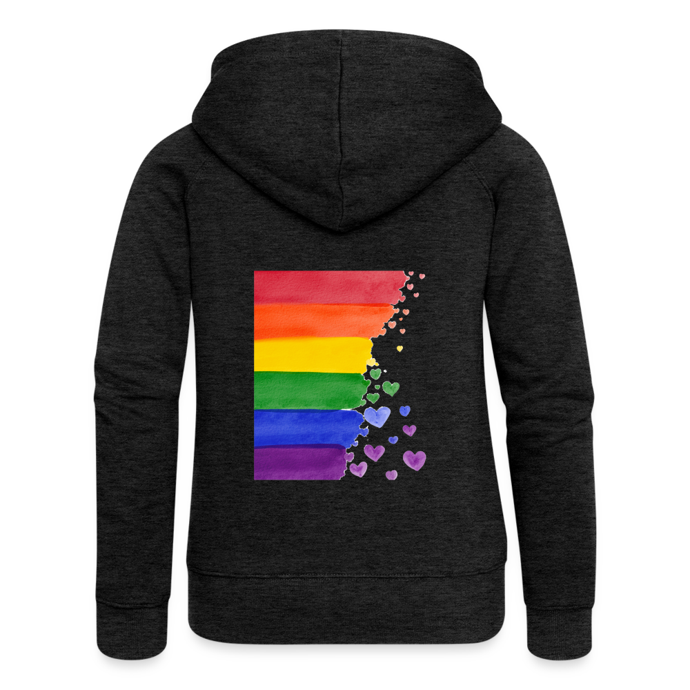 Frauen Premium Kapuzenjacke - LGBT Streifen - Anthrazit