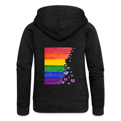 Frauen Premium Kapuzenjacke - LGBT Streifen - Anthrazit