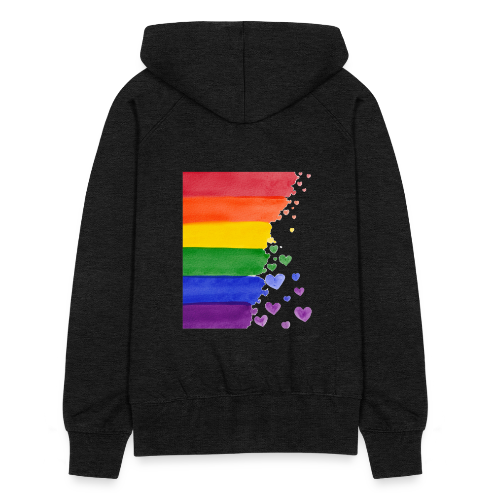 Frauen Premium Kapuzenjacke - LGBT Streifen - Anthrazit