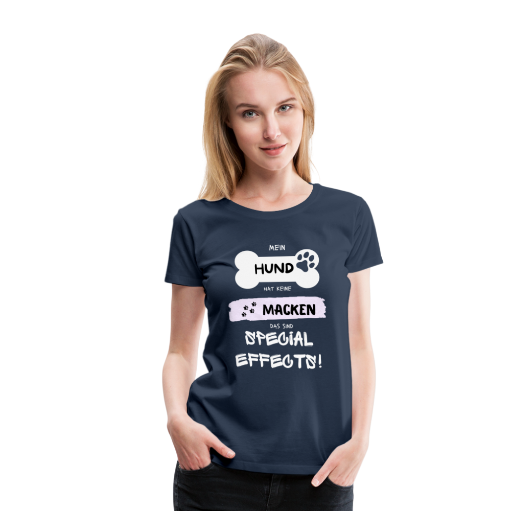 Frauen Premium T-Shirt - Hund Macken - Navy