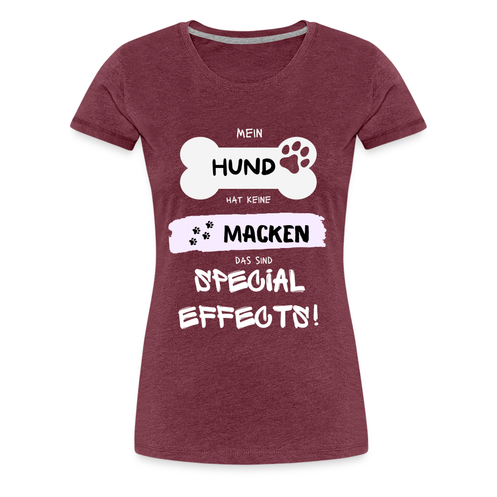 Frauen Premium T-Shirt - Hund Macken - Bordeauxrot meliert