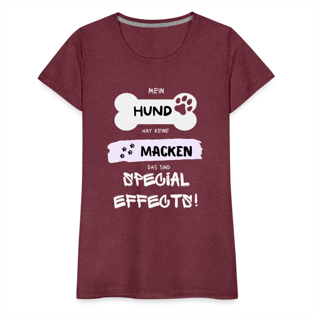 Frauen Premium T-Shirt - Hund Macken - Bordeauxrot meliert