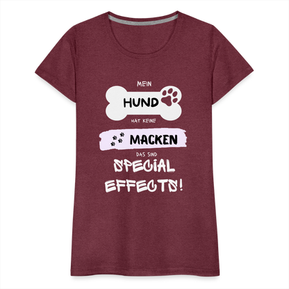 Frauen Premium T-Shirt - Hund Macken - Bordeauxrot meliert