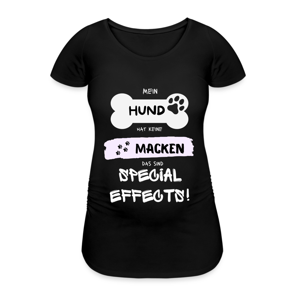 Frauen Schwangerschafts-T-Shirt - Hund Macken - Schwarz