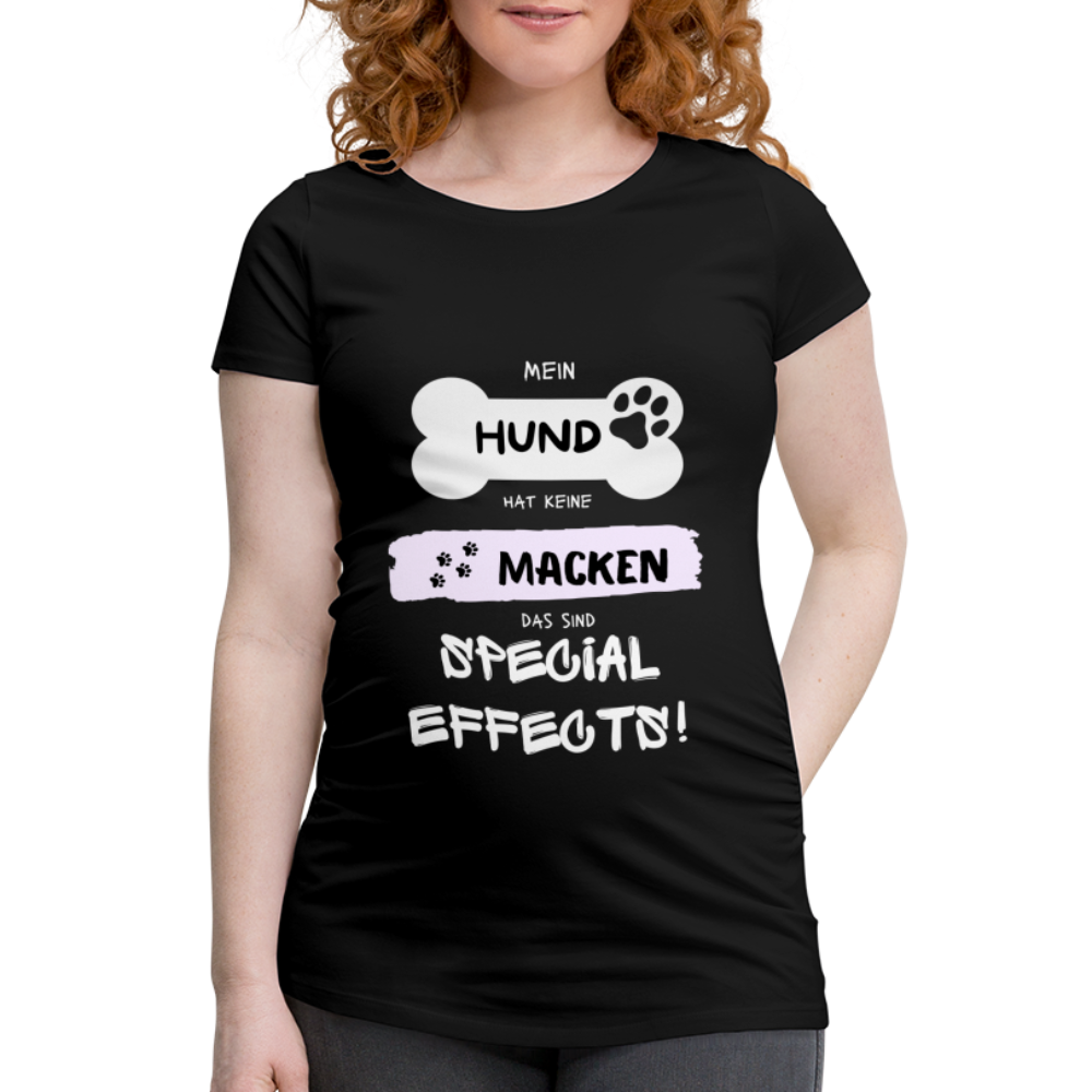 Frauen Schwangerschafts-T-Shirt - Hund Macken - Schwarz