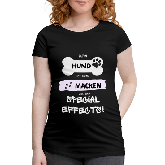 Frauen Schwangerschafts-T-Shirt - Hund Macken - Schwarz