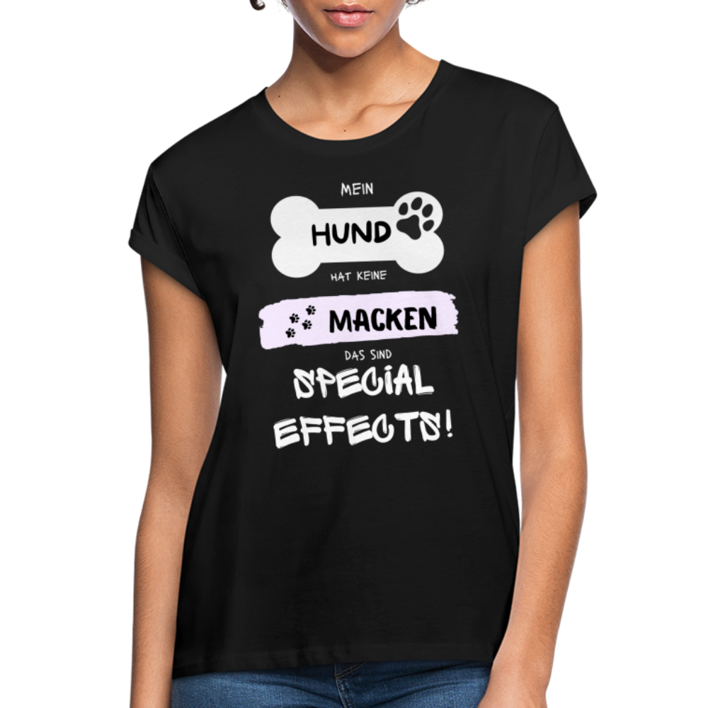 Frauen Oversize T-Shirt - Hund Macken - Schwarz