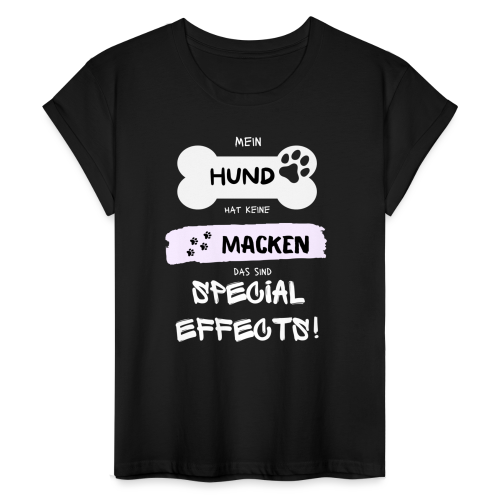 Frauen Oversize T-Shirt - Hund Macken - Schwarz