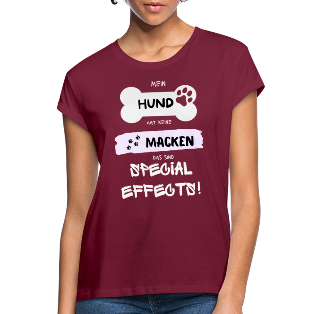 Frauen Oversize T-Shirt - Hund Macken - Bordeaux