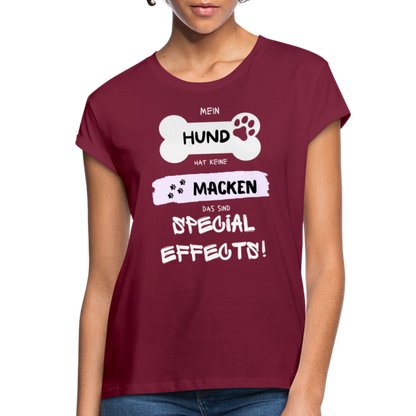 Frauen Oversize T-Shirt - Hund Macken - Bordeaux