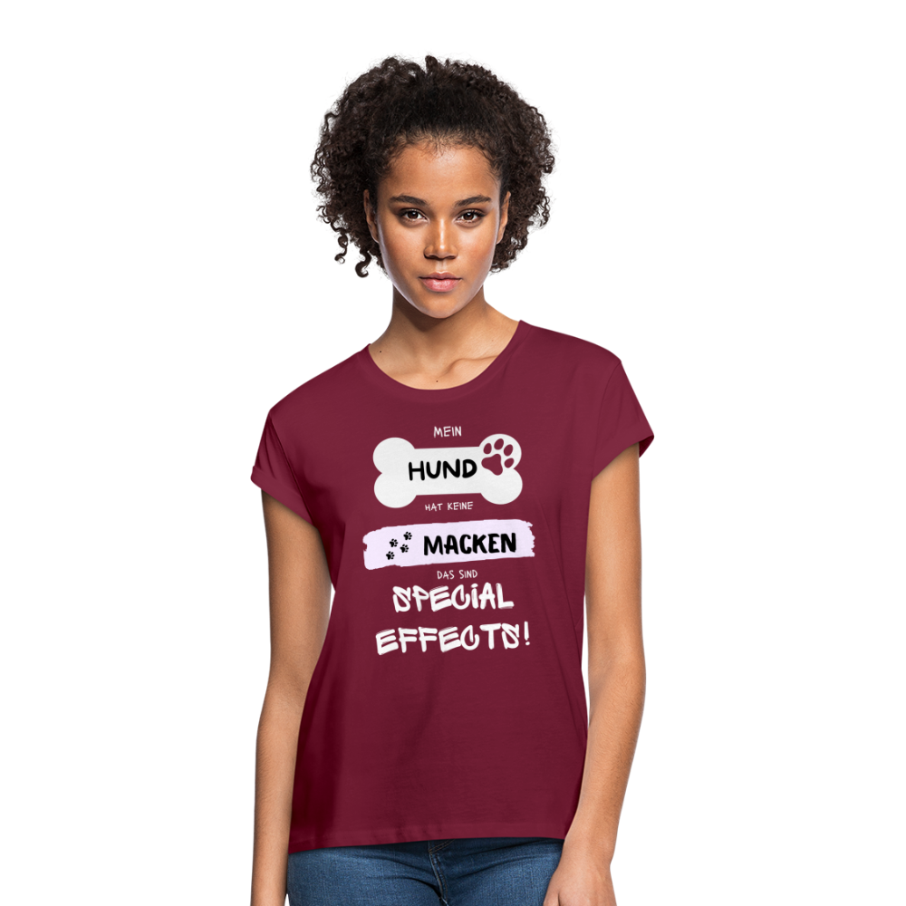 Frauen Oversize T-Shirt - Hund Macken - Bordeaux