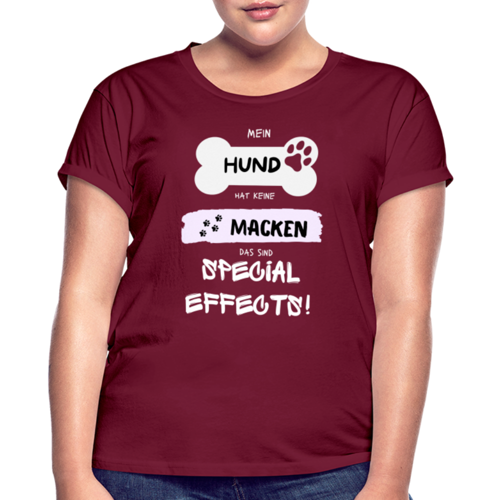 Frauen Oversize T-Shirt - Hund Macken - Bordeaux