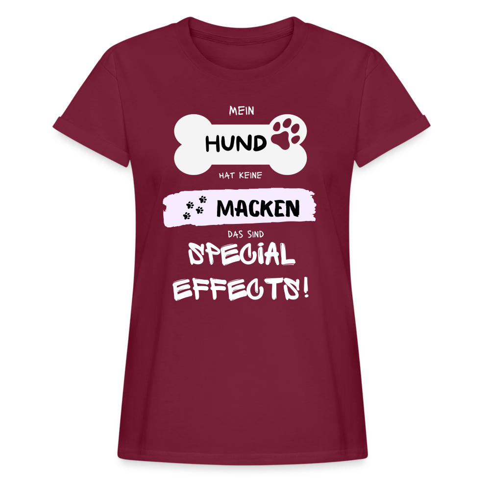 Frauen Oversize T-Shirt - Hund Macken - Bordeaux