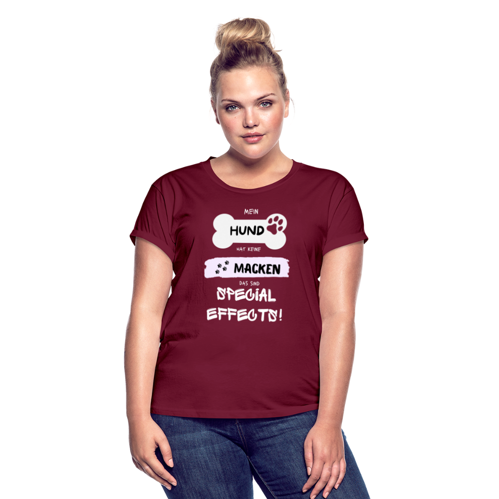 Frauen Oversize T-Shirt - Hund Macken - Bordeaux