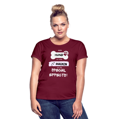 Frauen Oversize T-Shirt - Hund Macken - Bordeaux