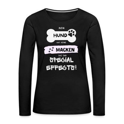 Frauen Premium Langarmshirt - Hund Macken - Schwarz