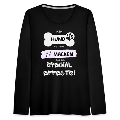 Frauen Premium Langarmshirt - Hund Macken - Schwarz