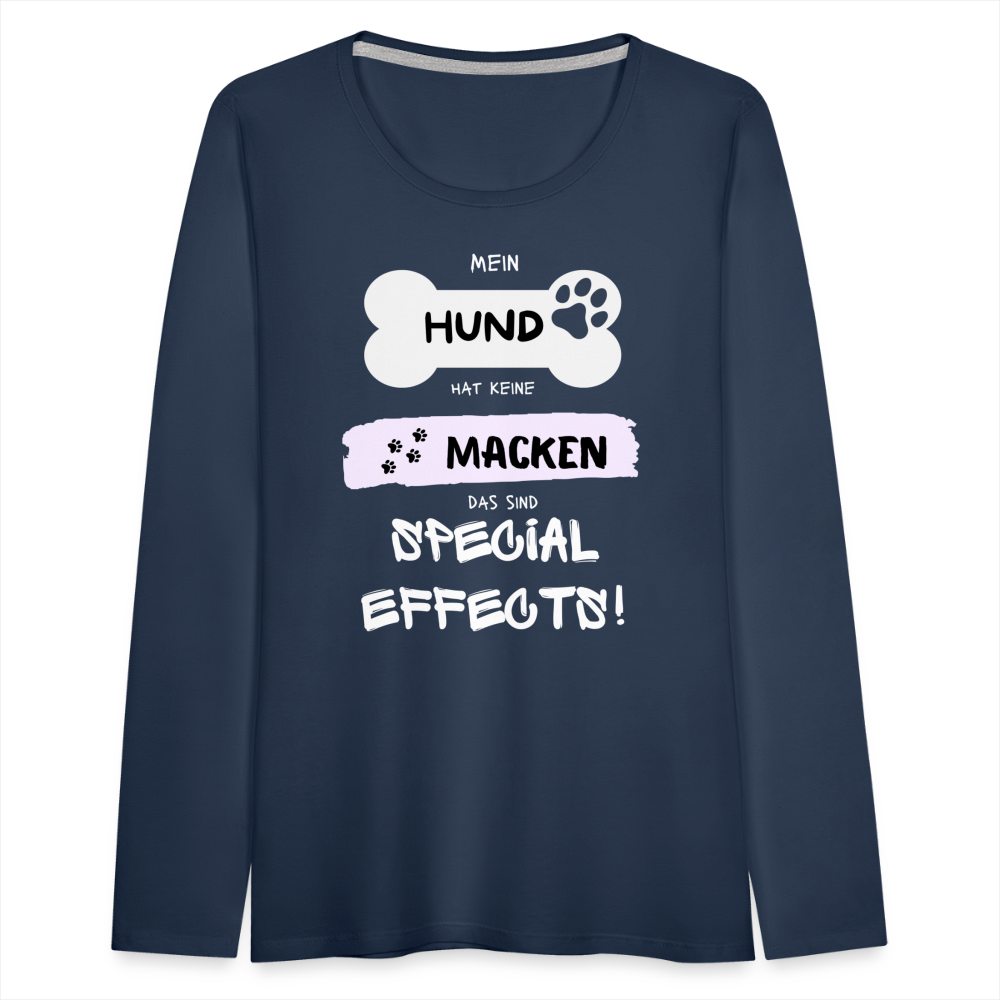 Frauen Premium Langarmshirt - Hund Macken - Navy