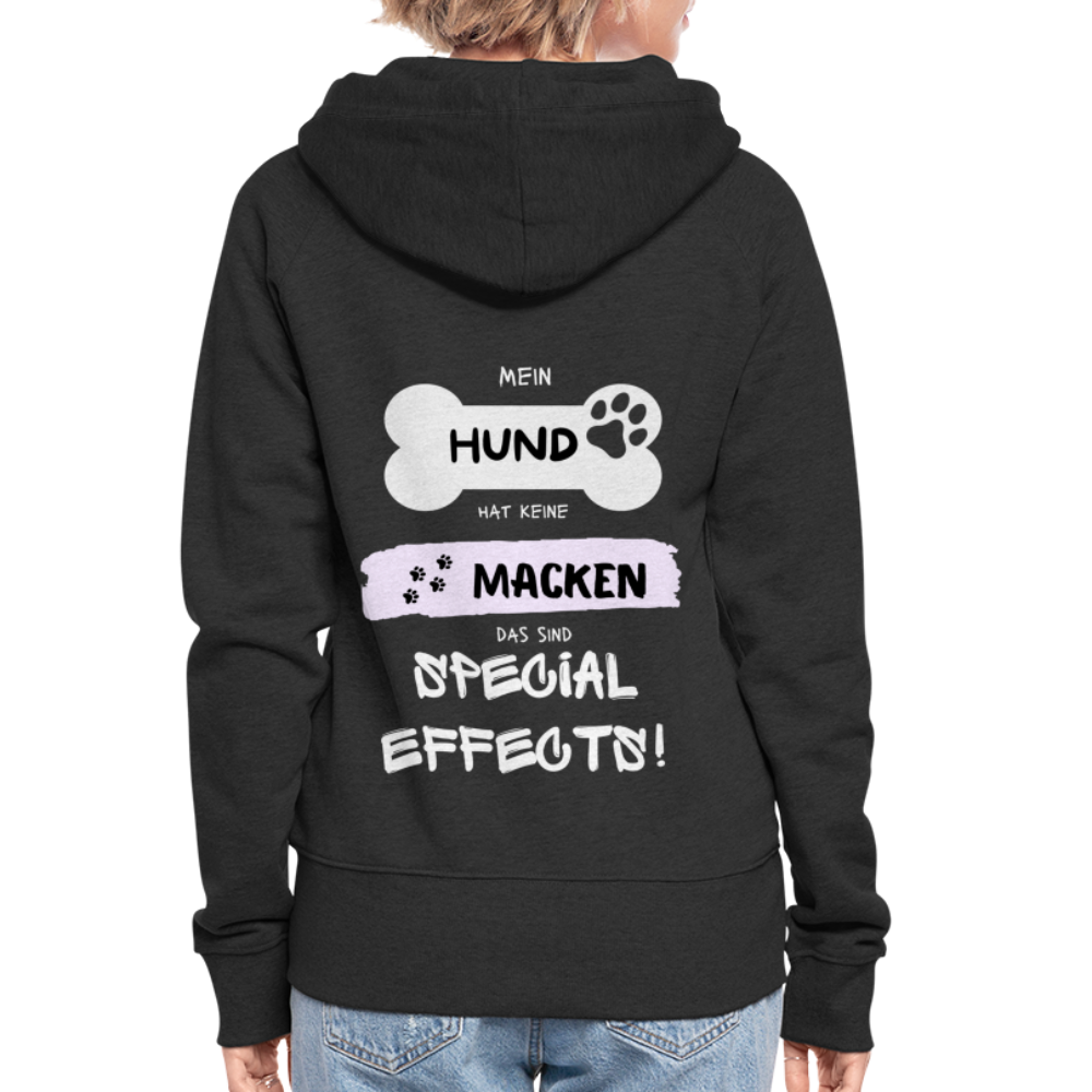 Frauen Premium Kapuzenjacke - Hund Macken - Schwarz