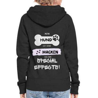 Frauen Premium Kapuzenjacke - Hund Macken - Schwarz