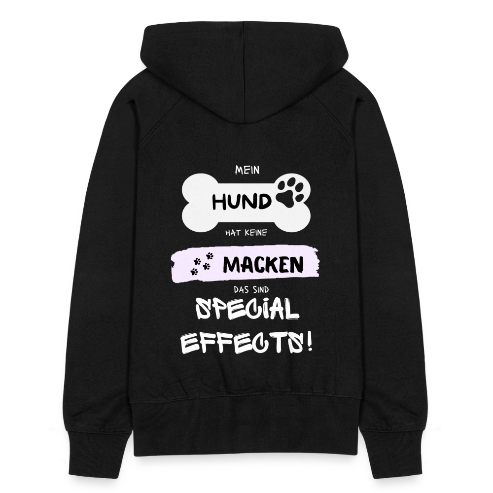 Frauen Premium Kapuzenjacke - Hund Macken - Schwarz