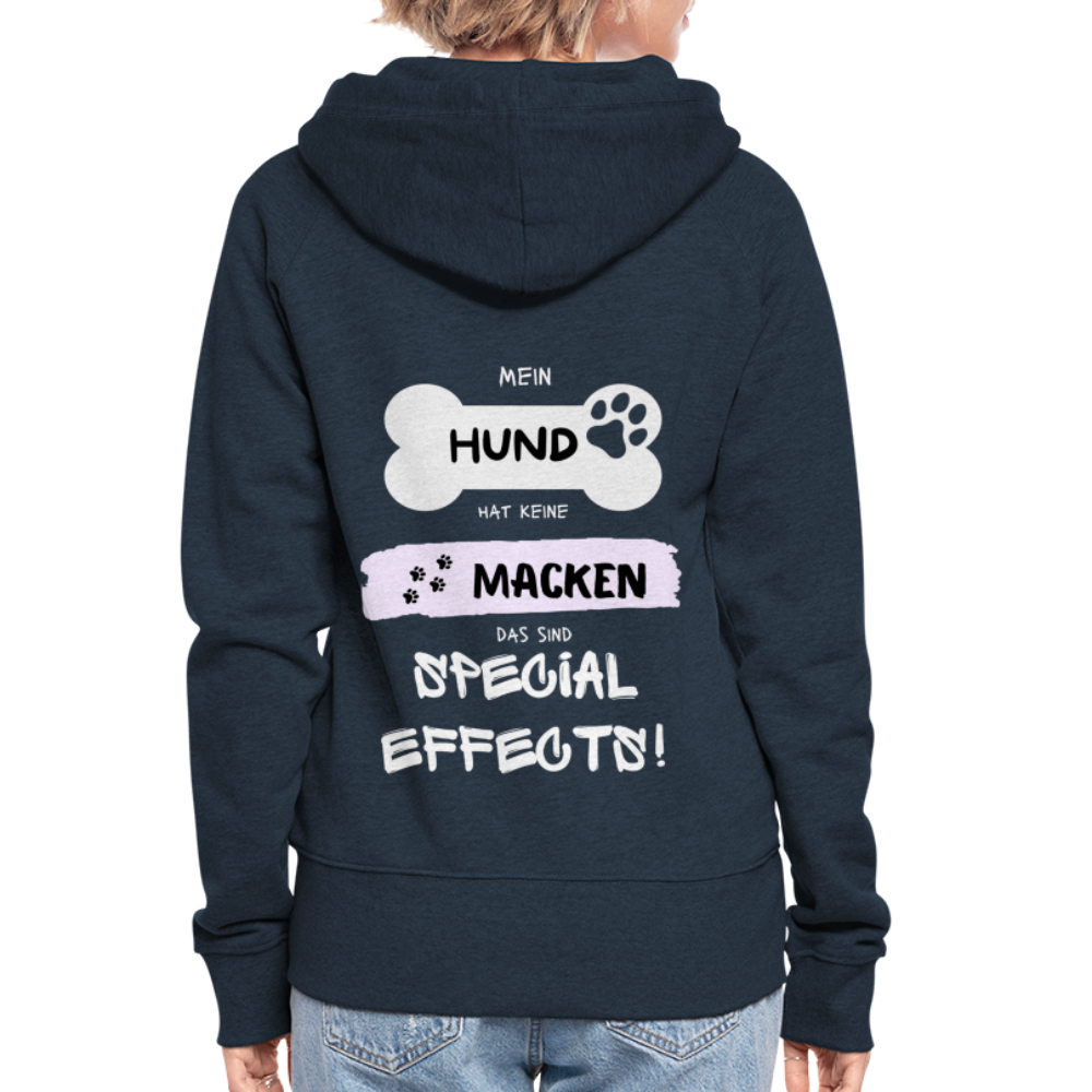 Frauen Premium Kapuzenjacke - Hund Macken - Navy