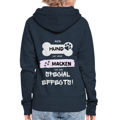 Frauen Premium Kapuzenjacke - Hund Macken - Navy