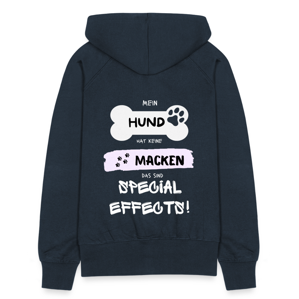 Frauen Premium Kapuzenjacke - Hund Macken - Navy