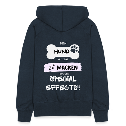 Frauen Premium Kapuzenjacke - Hund Macken - Navy