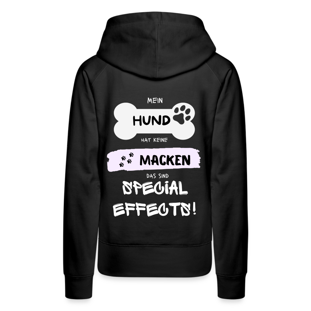 Frauen Premium Hoodie - Hund Macken (beidseitiger Druck) - Schwarz