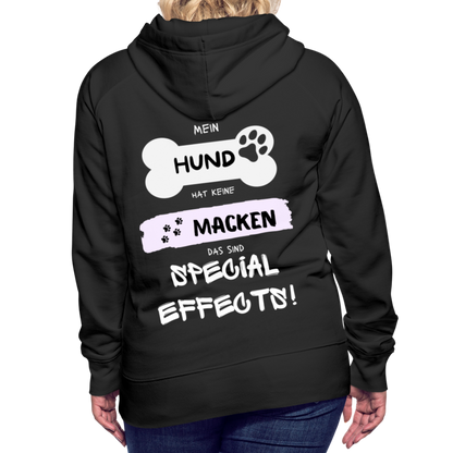 Frauen Premium Hoodie - Hund Macken (beidseitiger Druck) - Schwarz