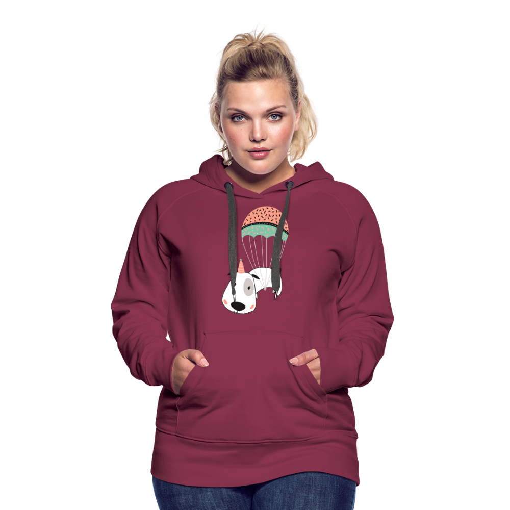 Frauen Premium Hoodie - Hund Macken (beidseitiger Druck) - Bordeaux