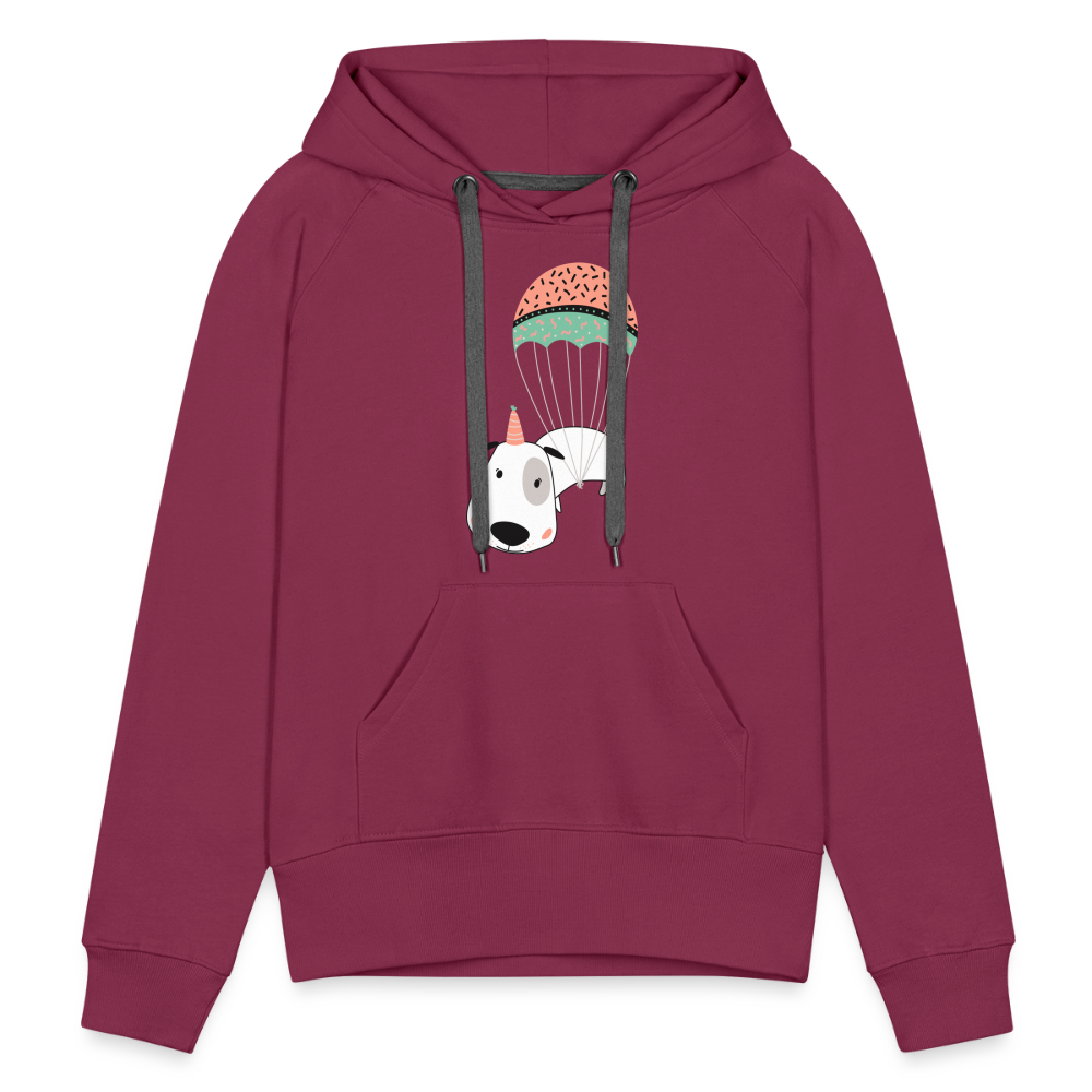 Frauen Premium Hoodie - Hund Macken (beidseitiger Druck) - Bordeaux