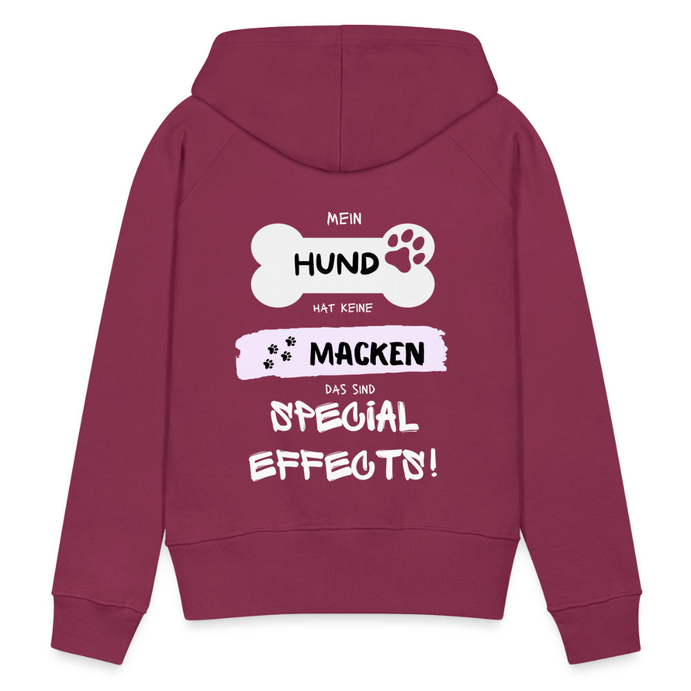 Frauen Premium Hoodie - Hund Macken (beidseitiger Druck) - Bordeaux