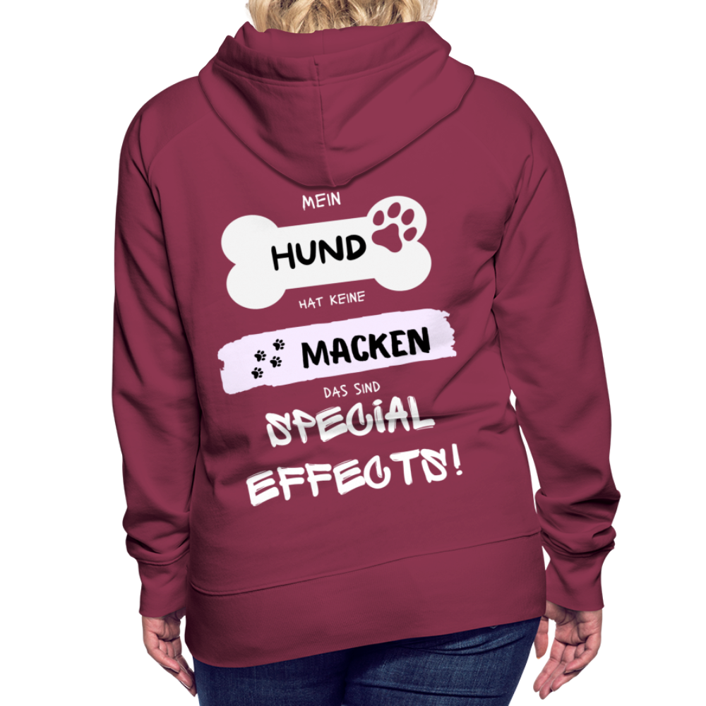 Frauen Premium Hoodie - Hund Macken (beidseitiger Druck) - Bordeaux