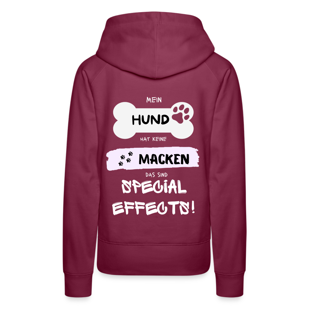 Frauen Premium Hoodie - Hund Macken (beidseitiger Druck) - Bordeaux