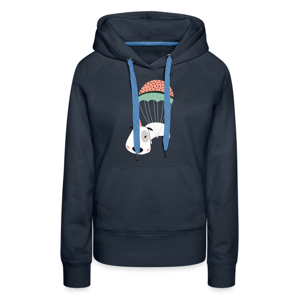 Frauen Premium Hoodie - Hund Macken (beidseitiger Druck) - Navy