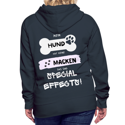 Frauen Premium Hoodie - Hund Macken (beidseitiger Druck) - Navy