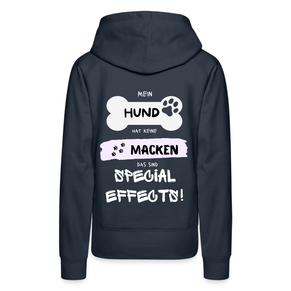 Frauen Premium Hoodie - Hund Macken (beidseitiger Druck) - Navy