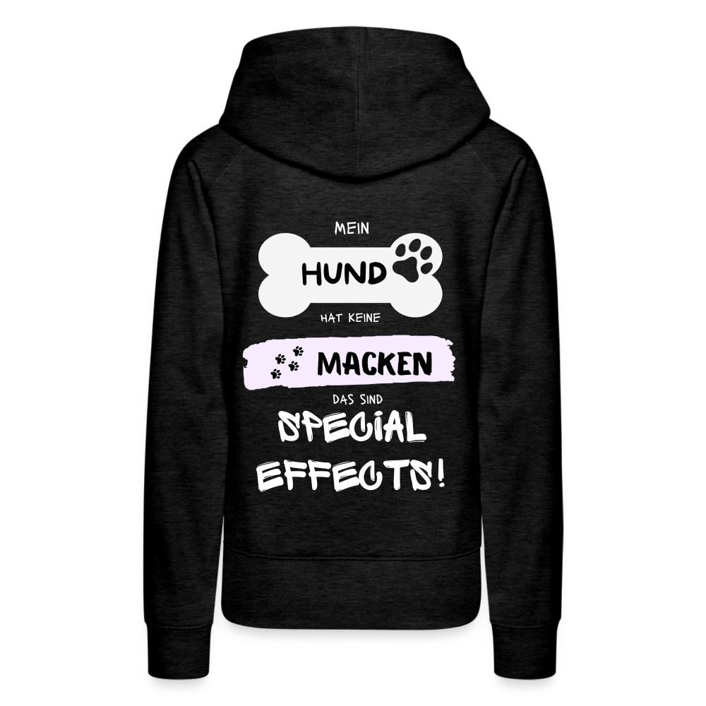 Frauen Premium Hoodie - Hund Macken (beidseitiger Druck) - Anthrazit