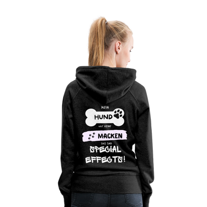 Frauen Premium Hoodie - Hund Macken (beidseitiger Druck) - Anthrazit