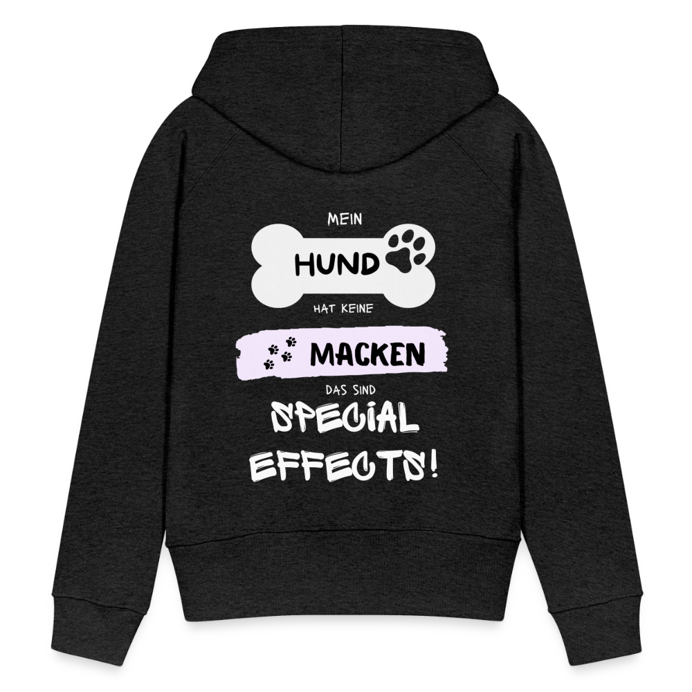 Frauen Premium Hoodie - Hund Macken (beidseitiger Druck) - Anthrazit