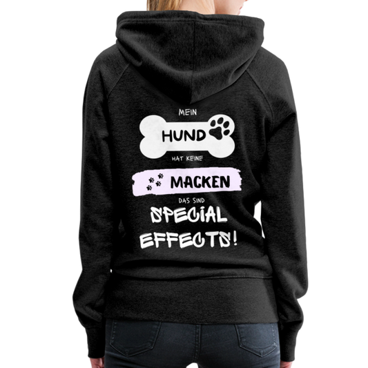 Frauen Premium Hoodie - Hund Macken (beidseitiger Druck) - Anthrazit