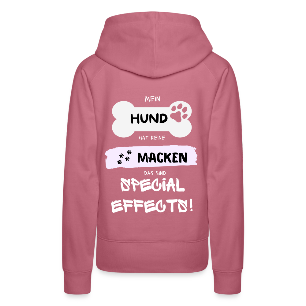 Frauen Premium Hoodie - Hund Macken (beidseitiger Druck) - Malve