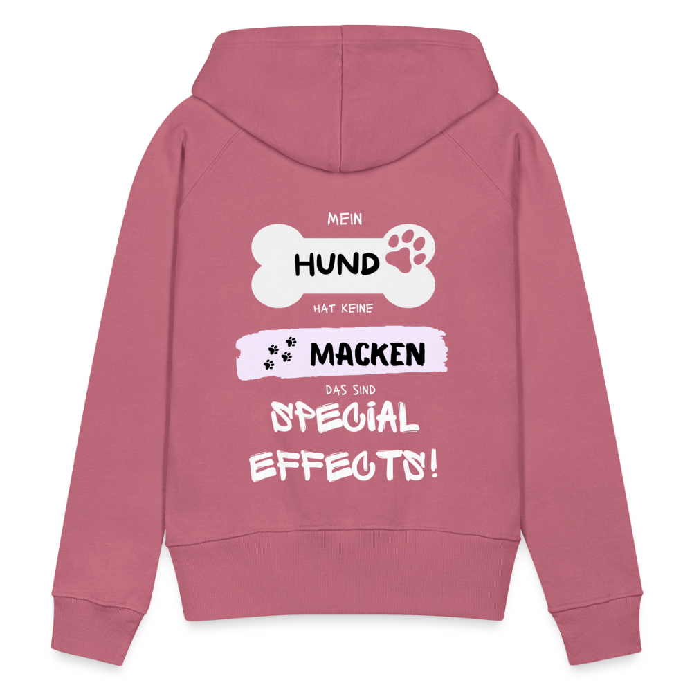 Frauen Premium Hoodie - Hund Macken (beidseitiger Druck) - Malve