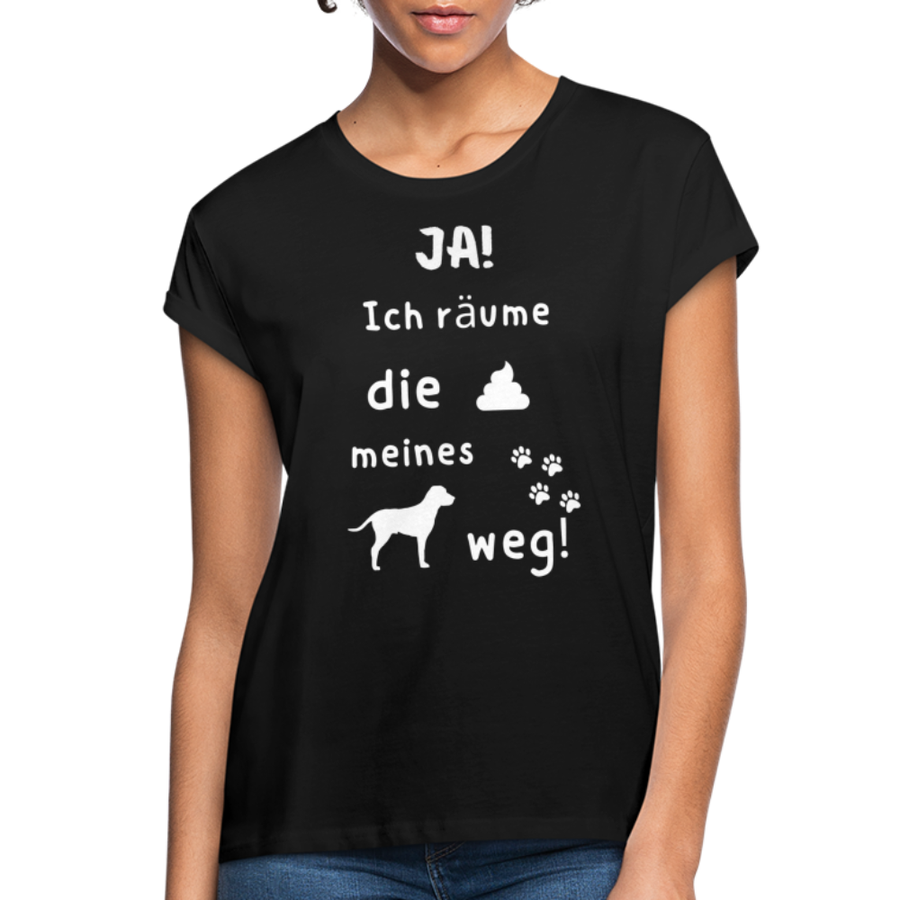 Frauen Oversize T-Shirt - Hund Spruch - Schwarz