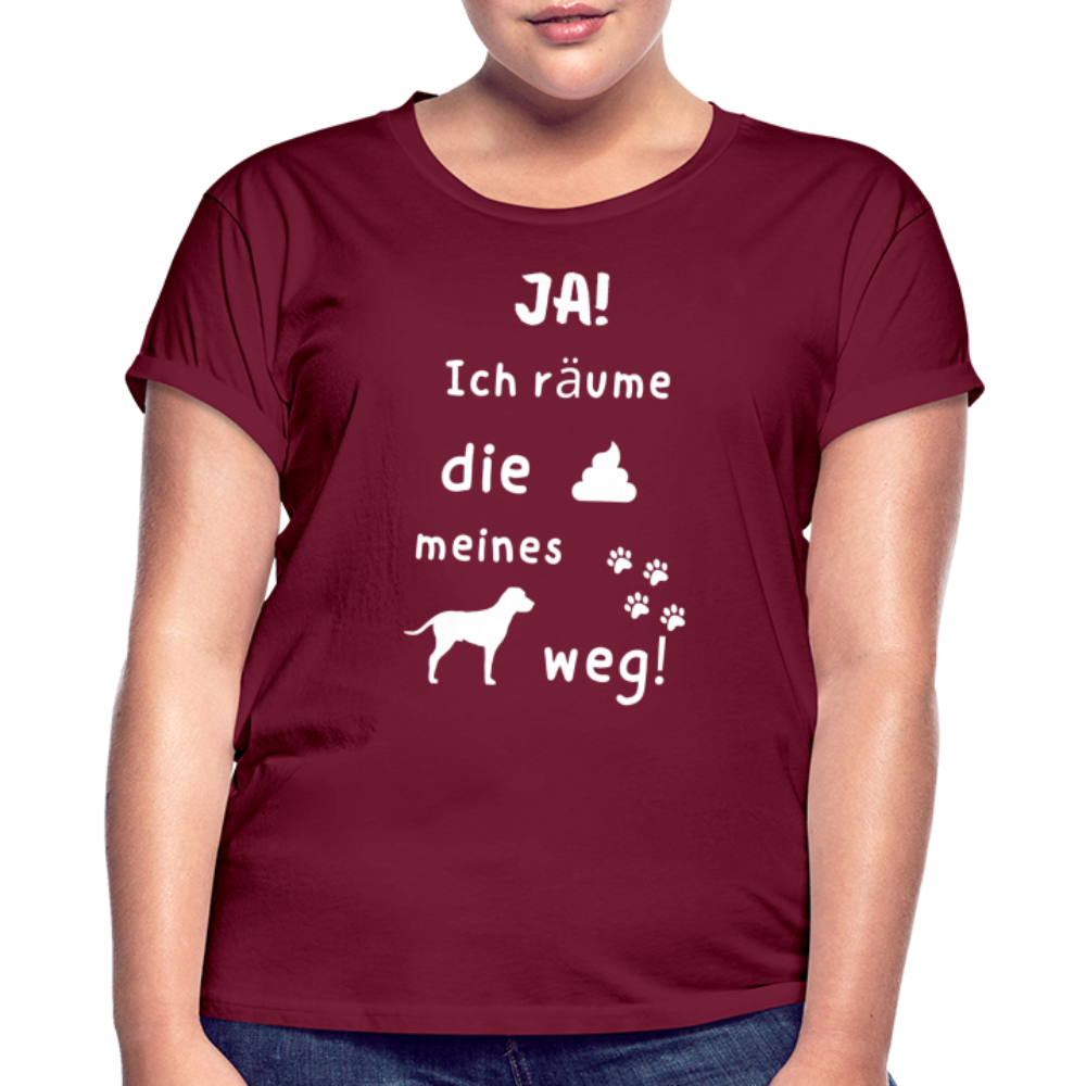 Frauen Oversize T-Shirt - Hund Spruch - Bordeaux