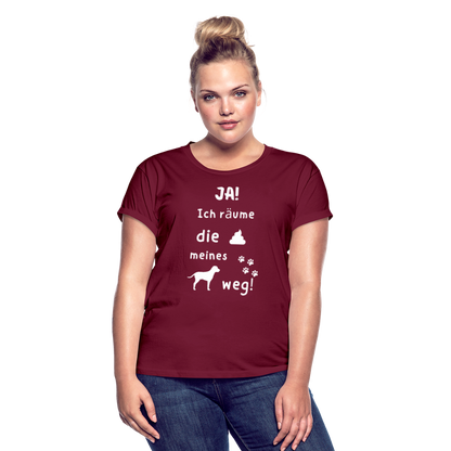 Frauen Oversize T-Shirt - Hund Spruch - Bordeaux